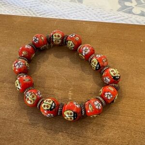 Vintage Painted Ladybug Beaded Bracelet 🐞